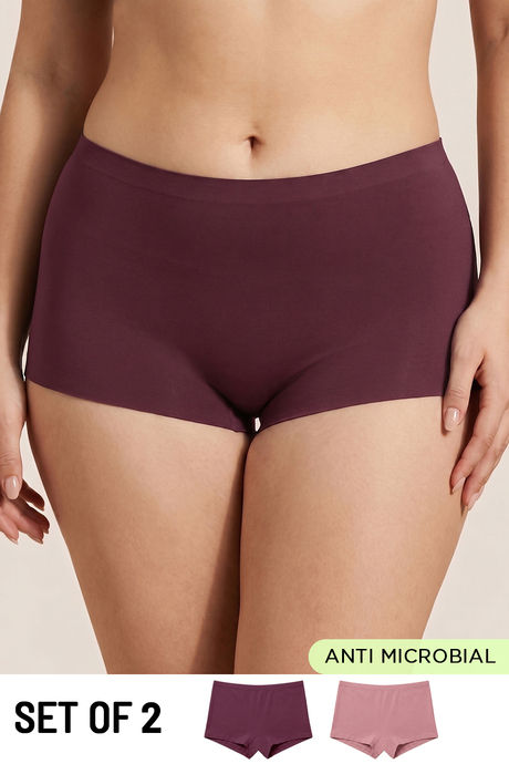 Buy Zivame Medium Rise Full Coverage Boyshort (Pack of 2) - Multicolor